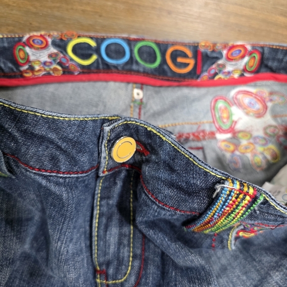 Vintage Y2K COOGI Jeans Rainbow Embroidered Spellout Bootcut Denim Size 13/14 - Picture 7 of 9